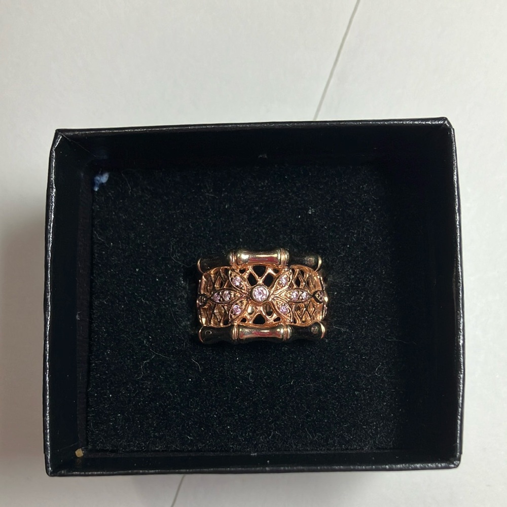 Technibond Orginial Rose Gold CZ Bamboo Ring